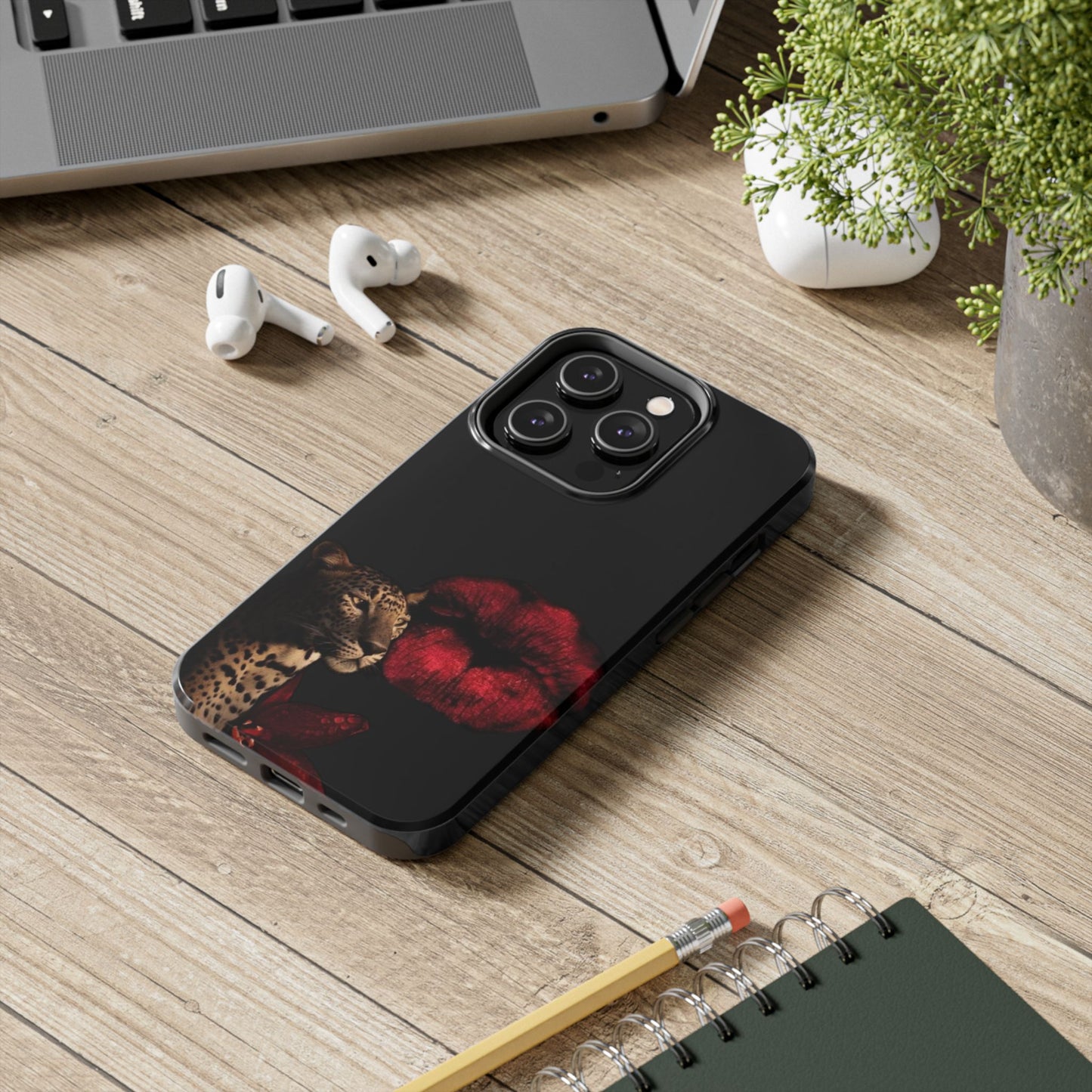 Wild Kiss Tough Phone Case - Stylish Leopard Design for Animal Lovers