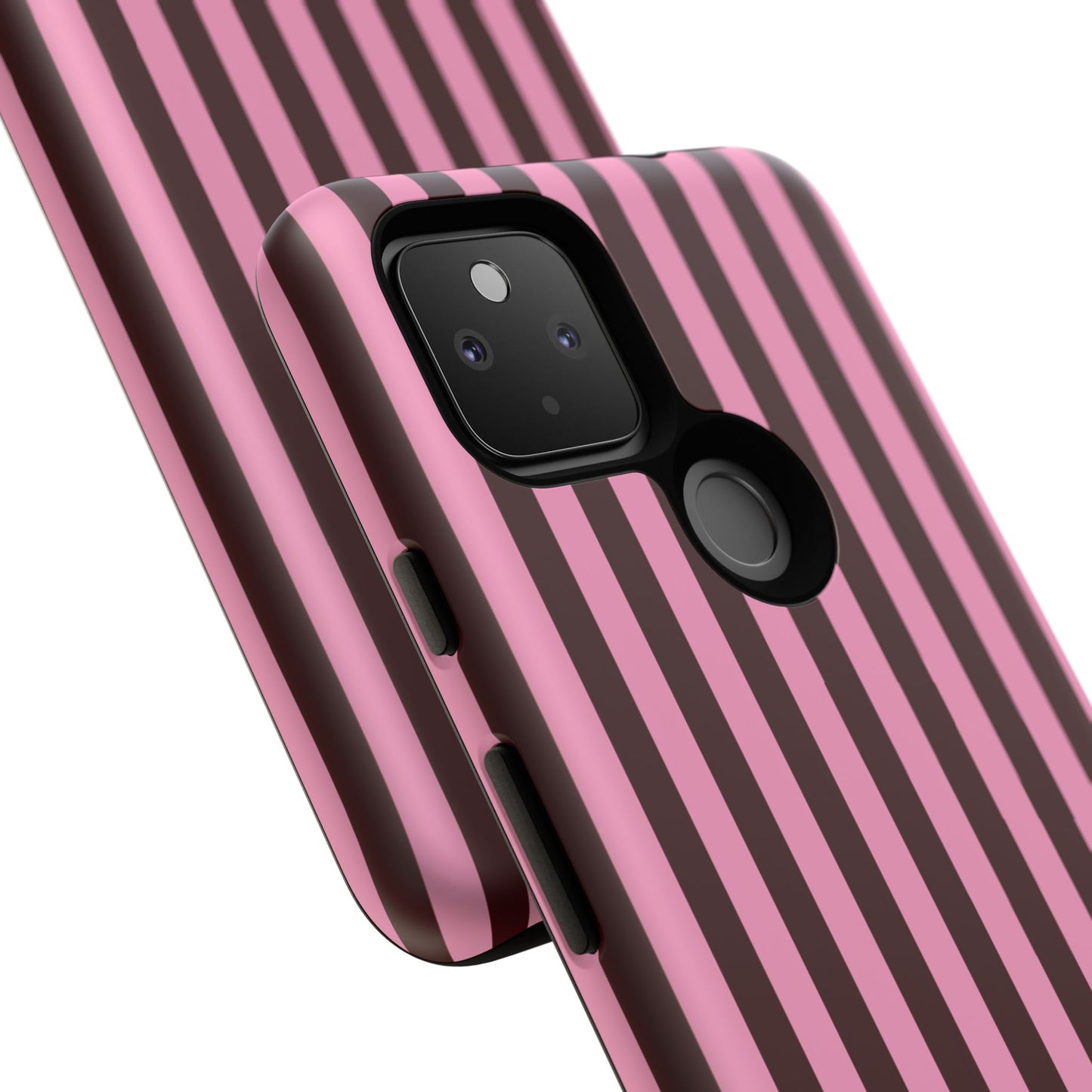 Striped Pink & Burgundy Tough Phone Case — Durable Vertical Stripe Protection