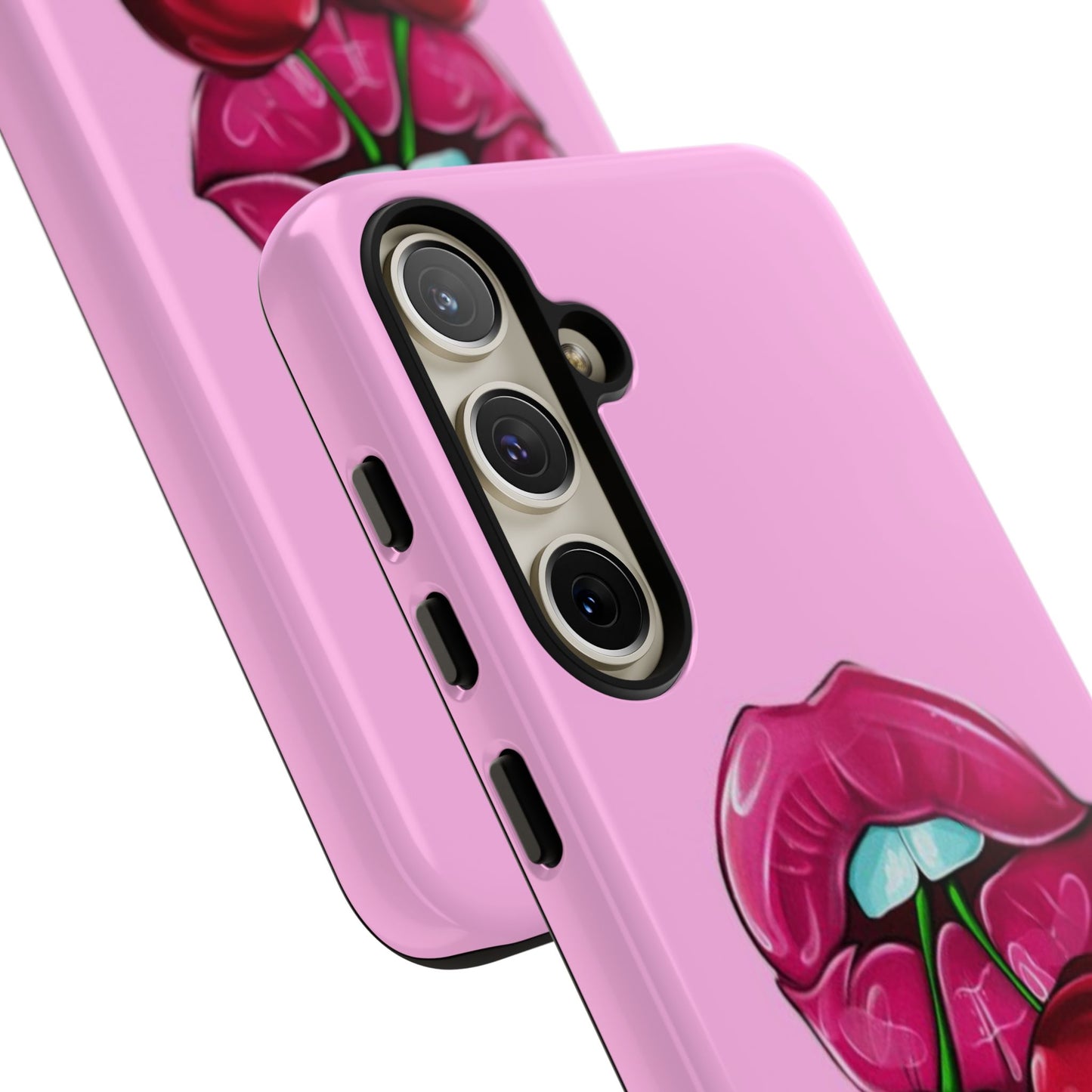 Stylish Phone Case with Cherry Kiss Design, Cute Gift for Her, Trendy Mobile Accessory, Perfect for Birthdays, Valentine's Day, Everyday Use