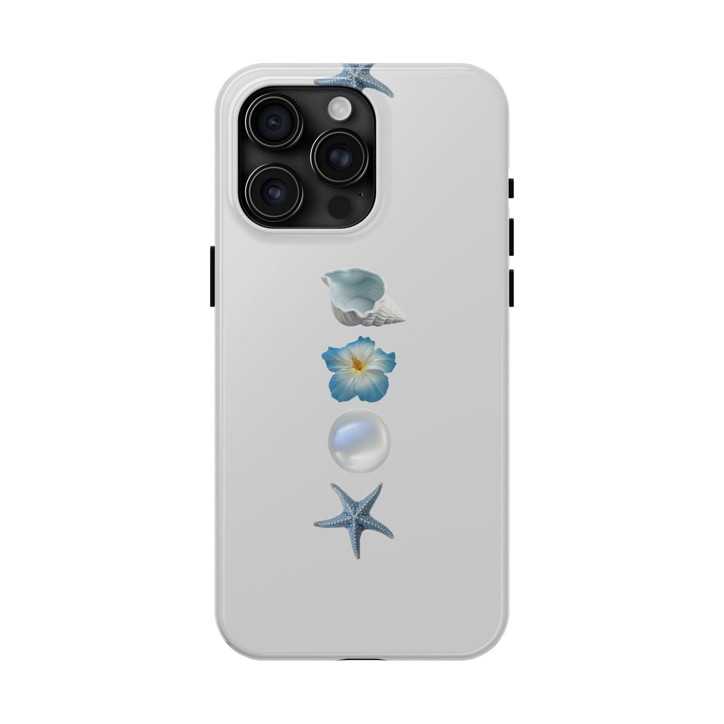 Ocean-Inspired Tough Phone Cases - Coastal Design with Shells and Pearls