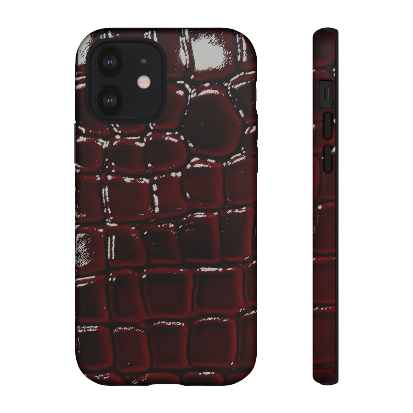 Croc Embossed Burgundy Tough Phone Case