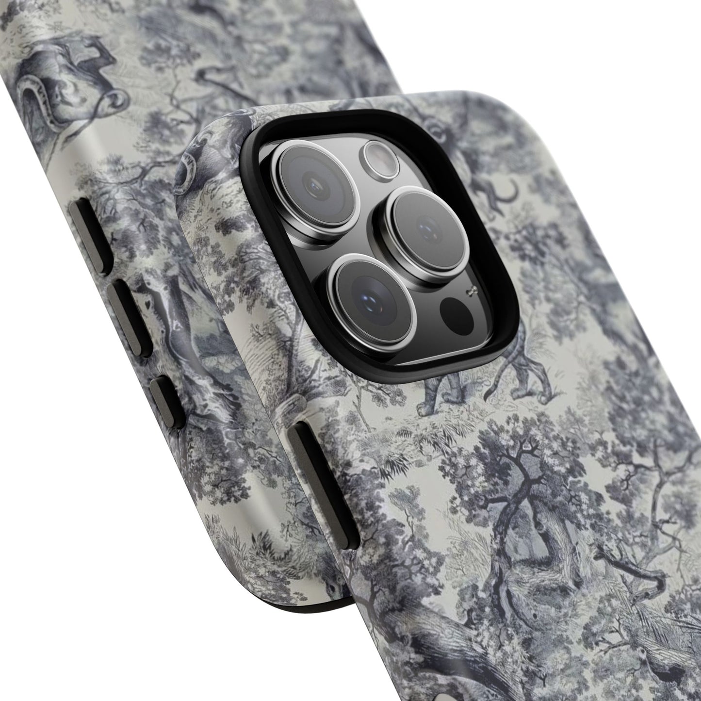 Toile Safari Phone Case — Vintage Tiger & Jungle Pattern Protective Tough Case