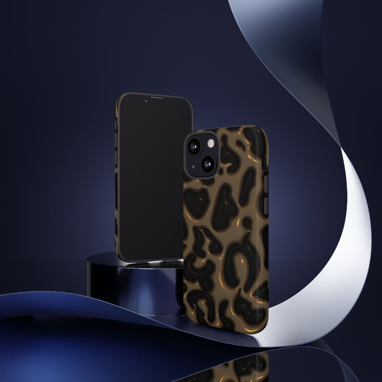 Leopard Gloss Tough Phone Case — Durable Protective iPhone Cover with Glossy Brown Animal Print