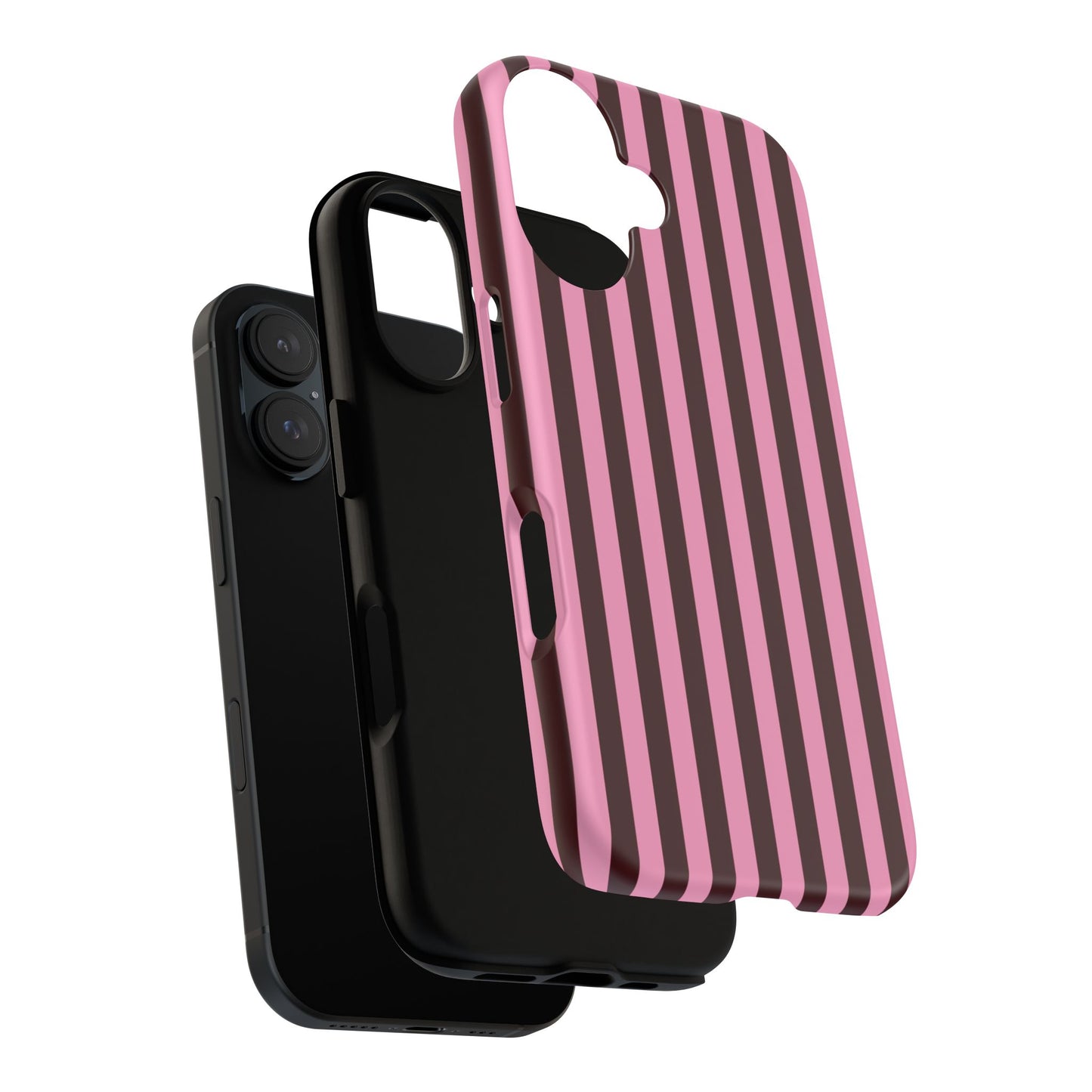 Striped Pink & Burgundy Tough Phone Case — Durable Vertical Stripe Protection