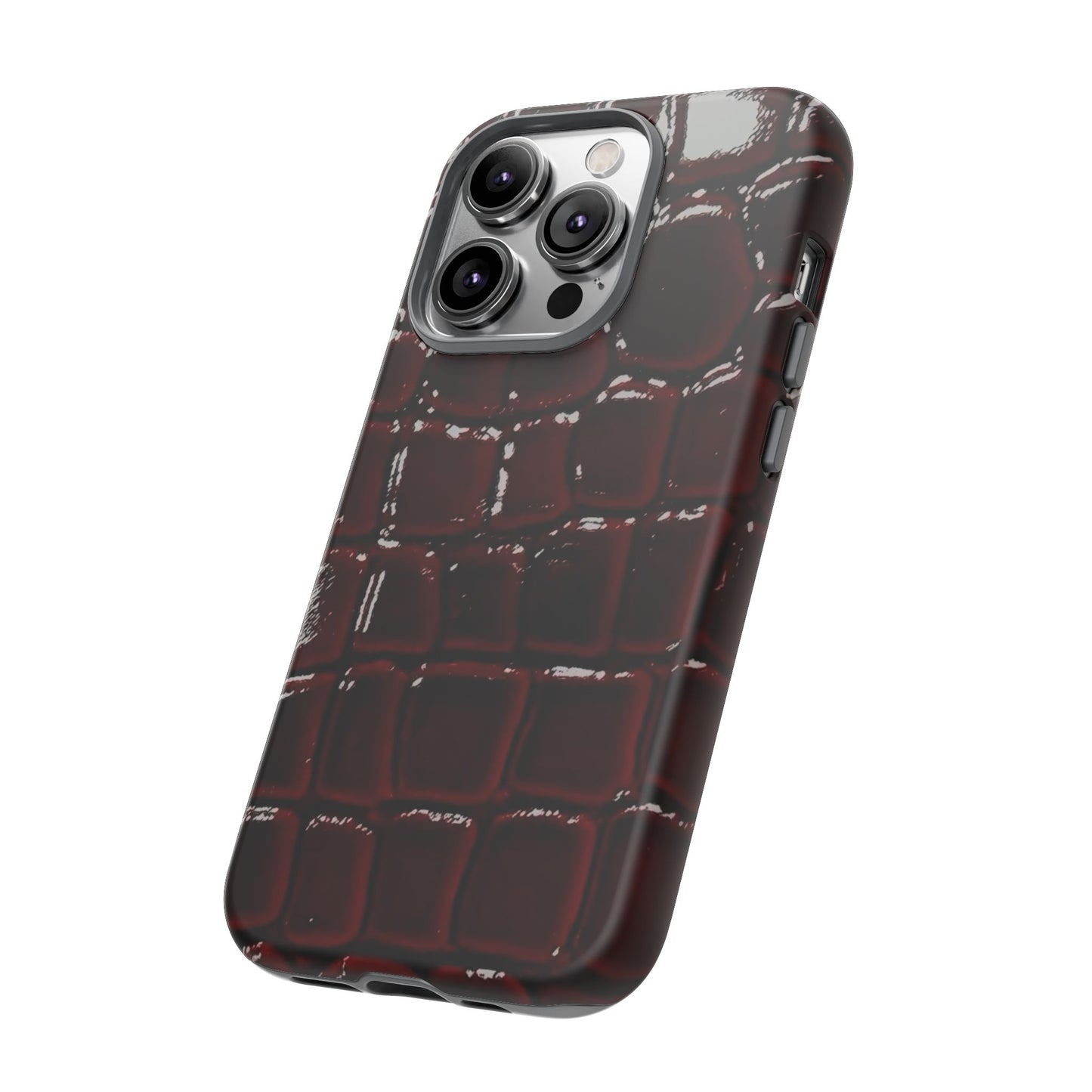 Croc Embossed Burgundy Tough Phone Case