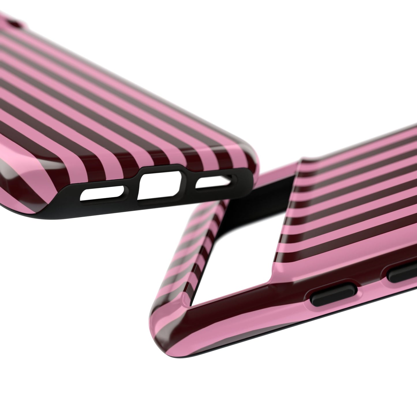 Striped Pink & Burgundy Tough Phone Case — Durable Vertical Stripe Protection