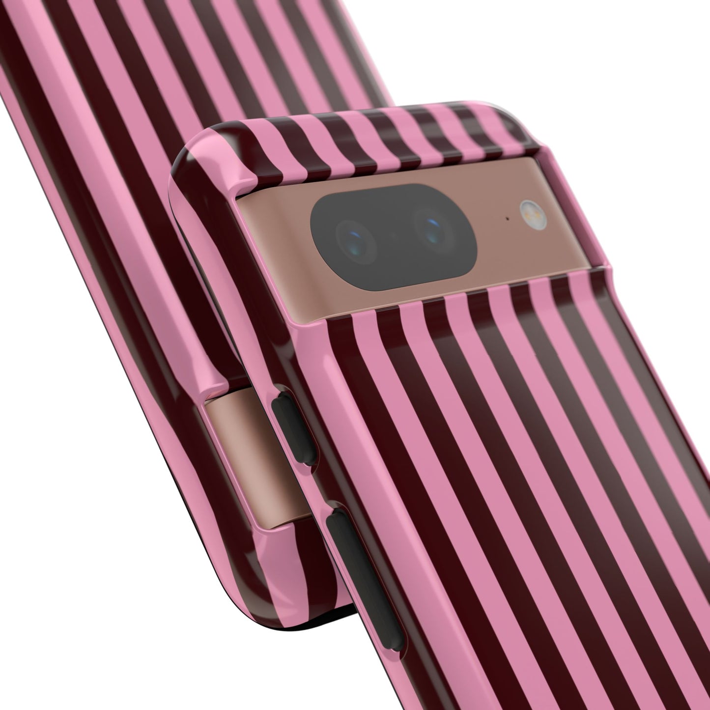 Striped Pink & Burgundy Tough Phone Case — Durable Vertical Stripe Protection