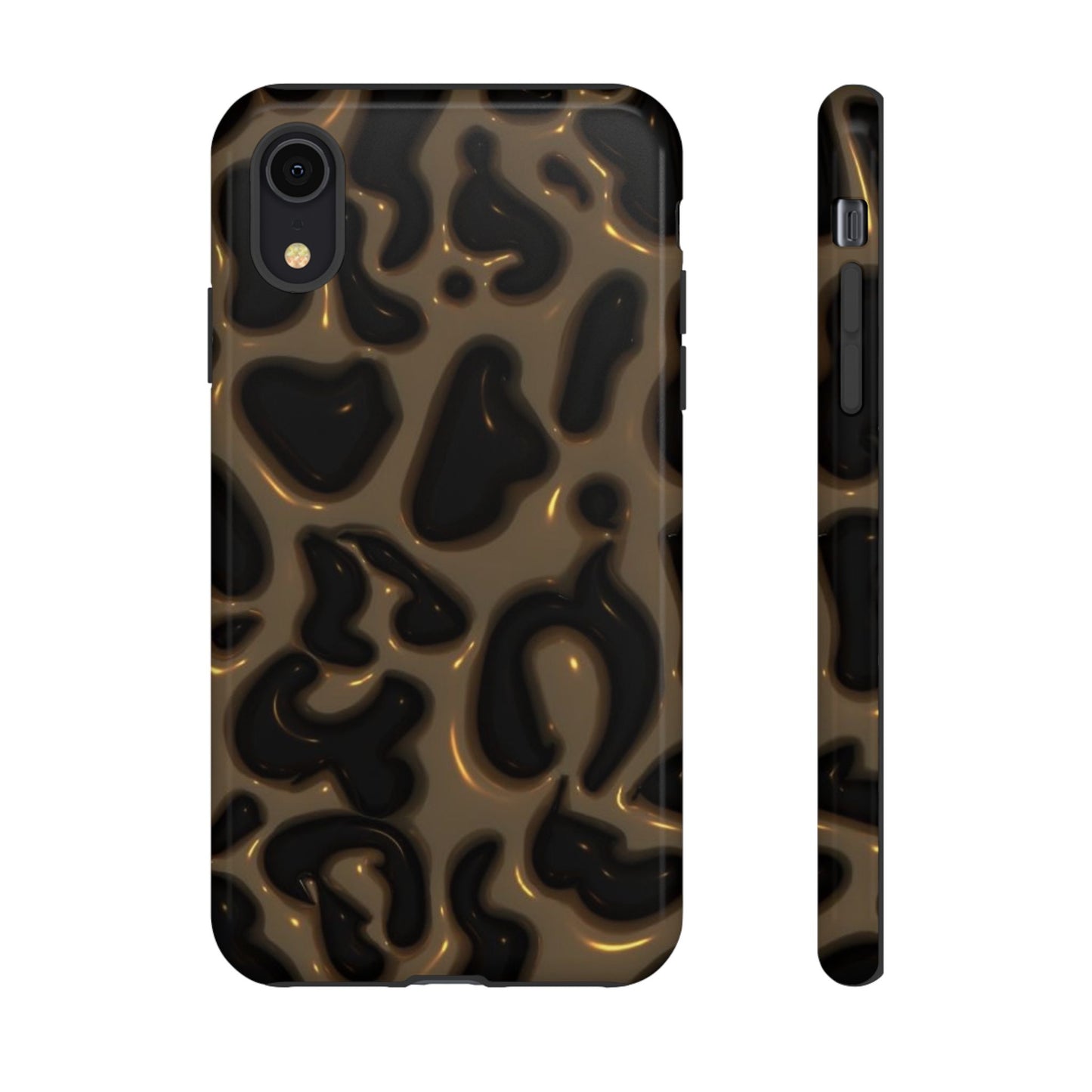 Leopard Gloss Tough Phone Case — Durable Protective iPhone Cover with Glossy Brown Animal Print
