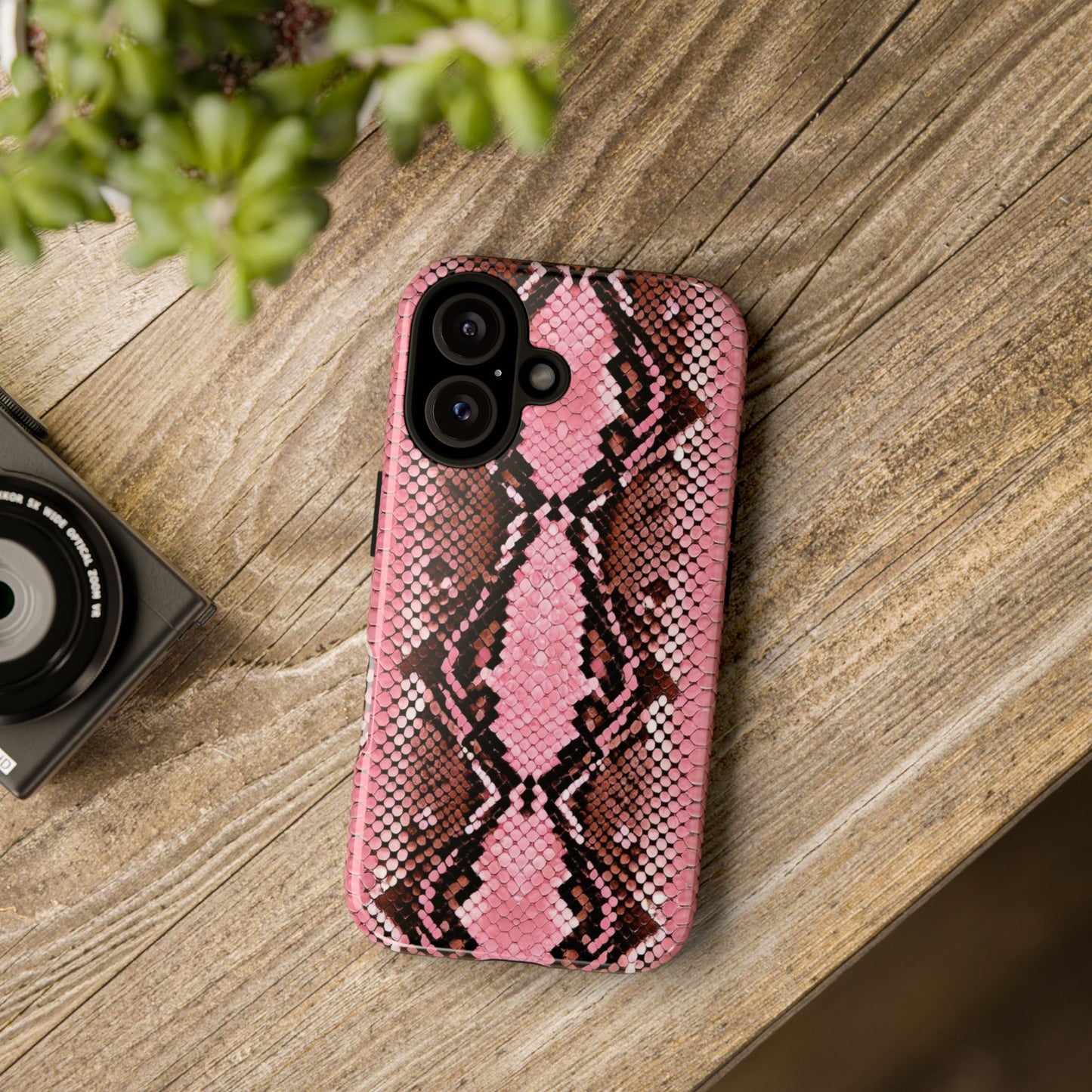 Pink Snake Skin Tough Phone Case — Protective Stylish iPhone Cover