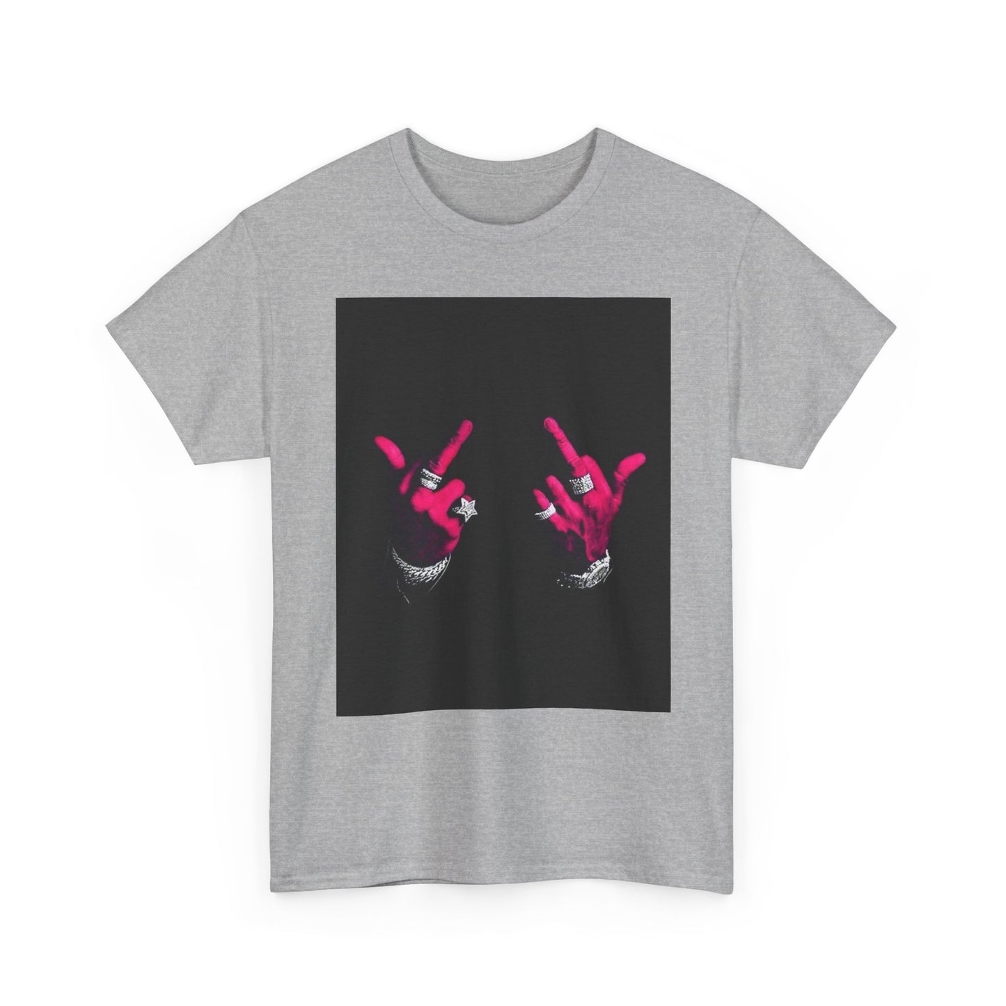 Unisex Heavy Cotton Tee with Bold Hand Gesture Graphic, Casual Wear, Unique Gift, Street Style, Everyday Fashion, Statement Tee