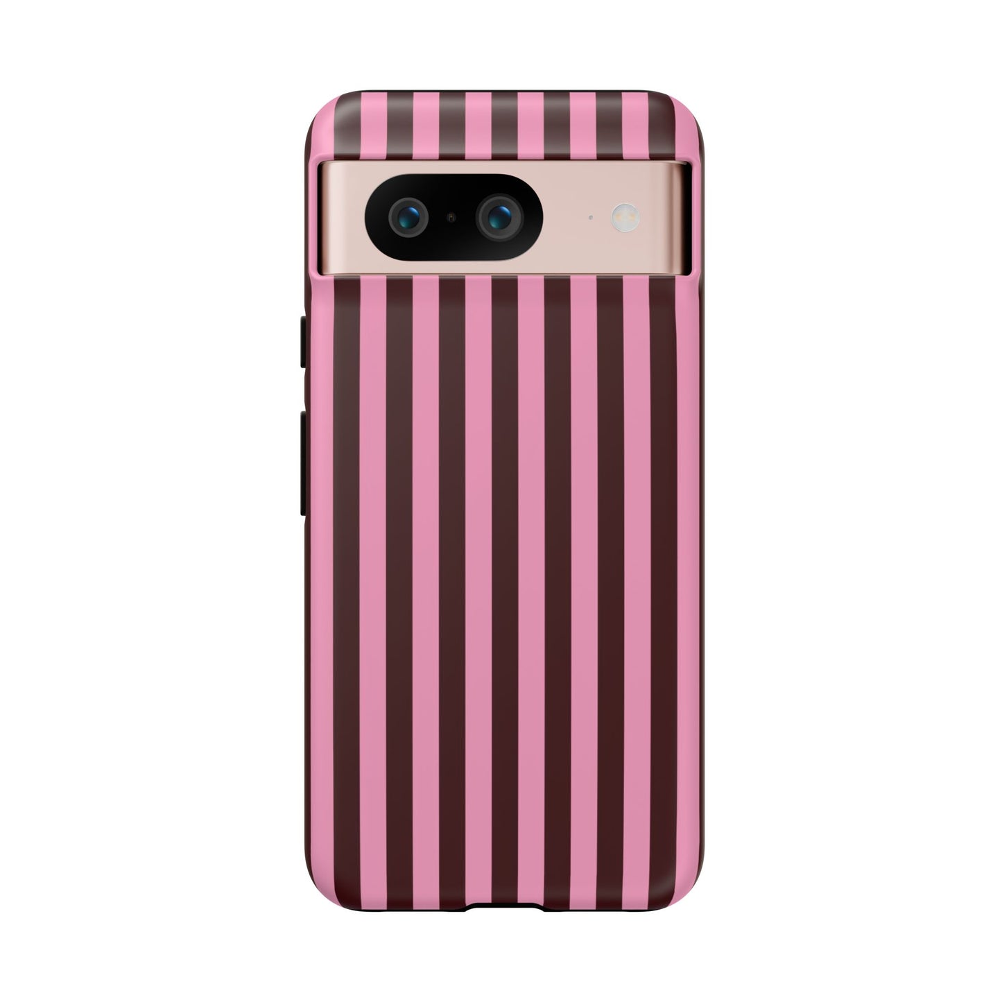 Striped Pink & Burgundy Tough Phone Case — Durable Vertical Stripe Protection