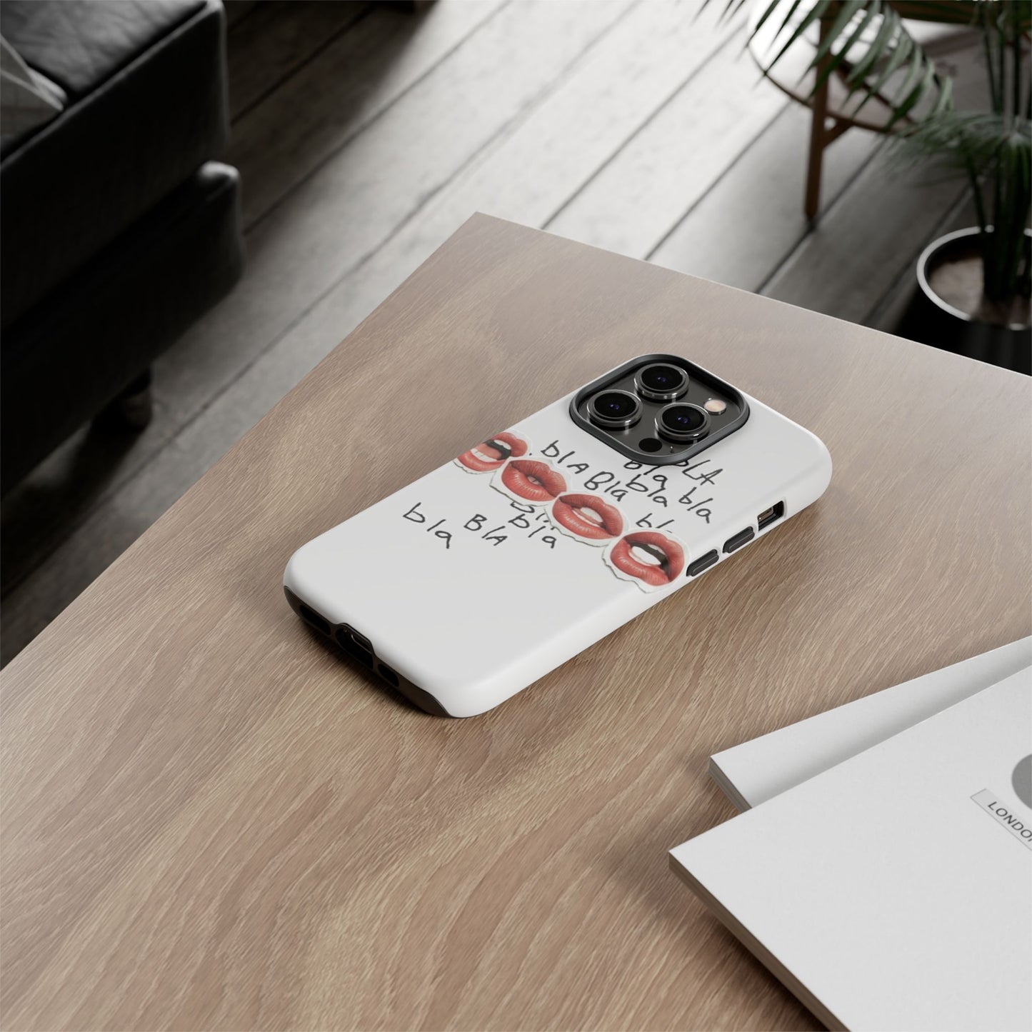 Playful Phone Case with Lips Design - Tough Cases