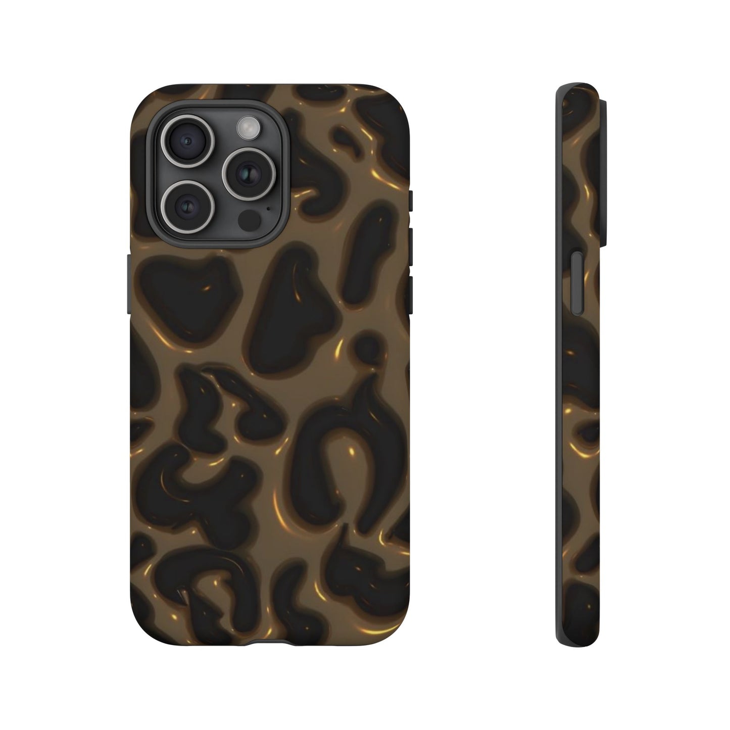Leopard Gloss Tough Phone Case — Durable Protective iPhone Cover with Glossy Brown Animal Print