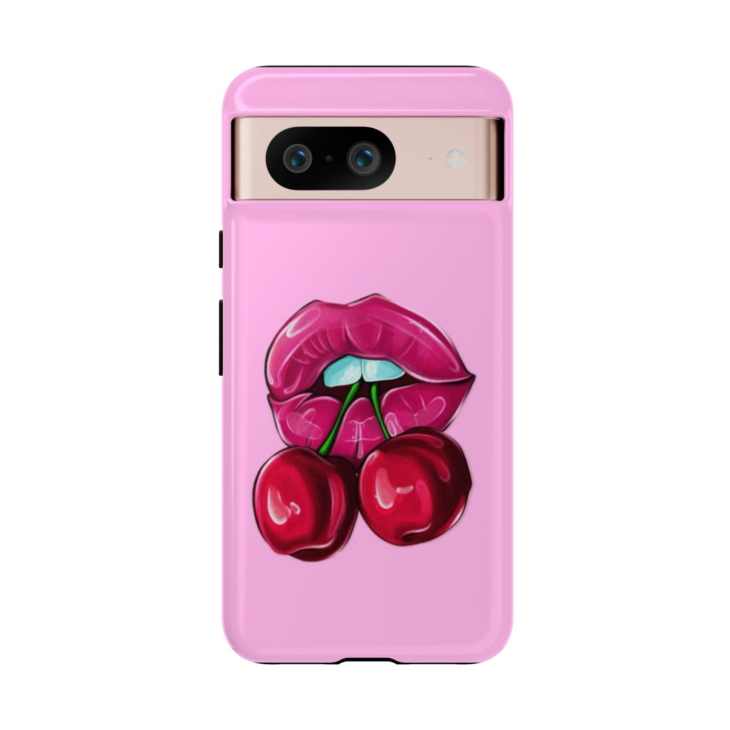 Stylish Phone Case with Cherry Kiss Design, Cute Gift for Her, Trendy Mobile Accessory, Perfect for Birthdays, Valentine's Day, Everyday Use