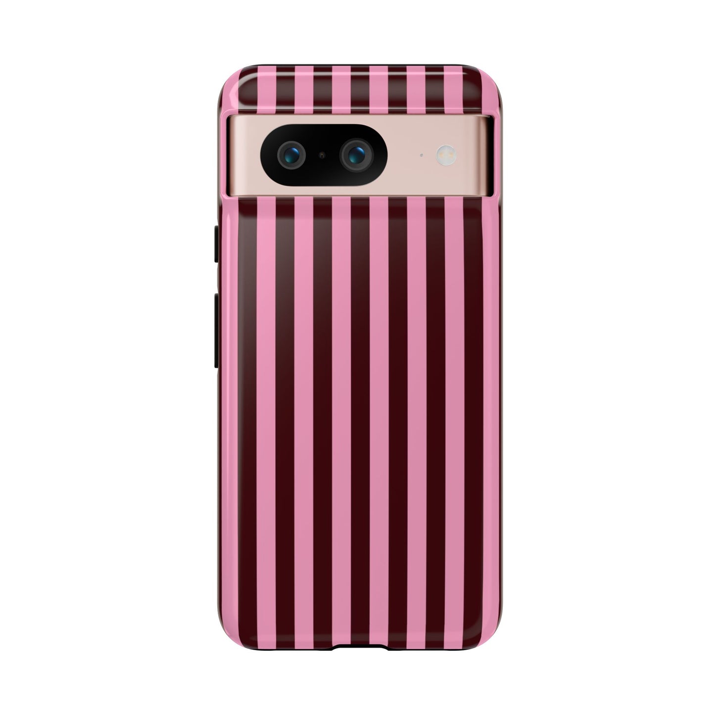 Striped Pink & Burgundy Tough Phone Case — Durable Vertical Stripe Protection
