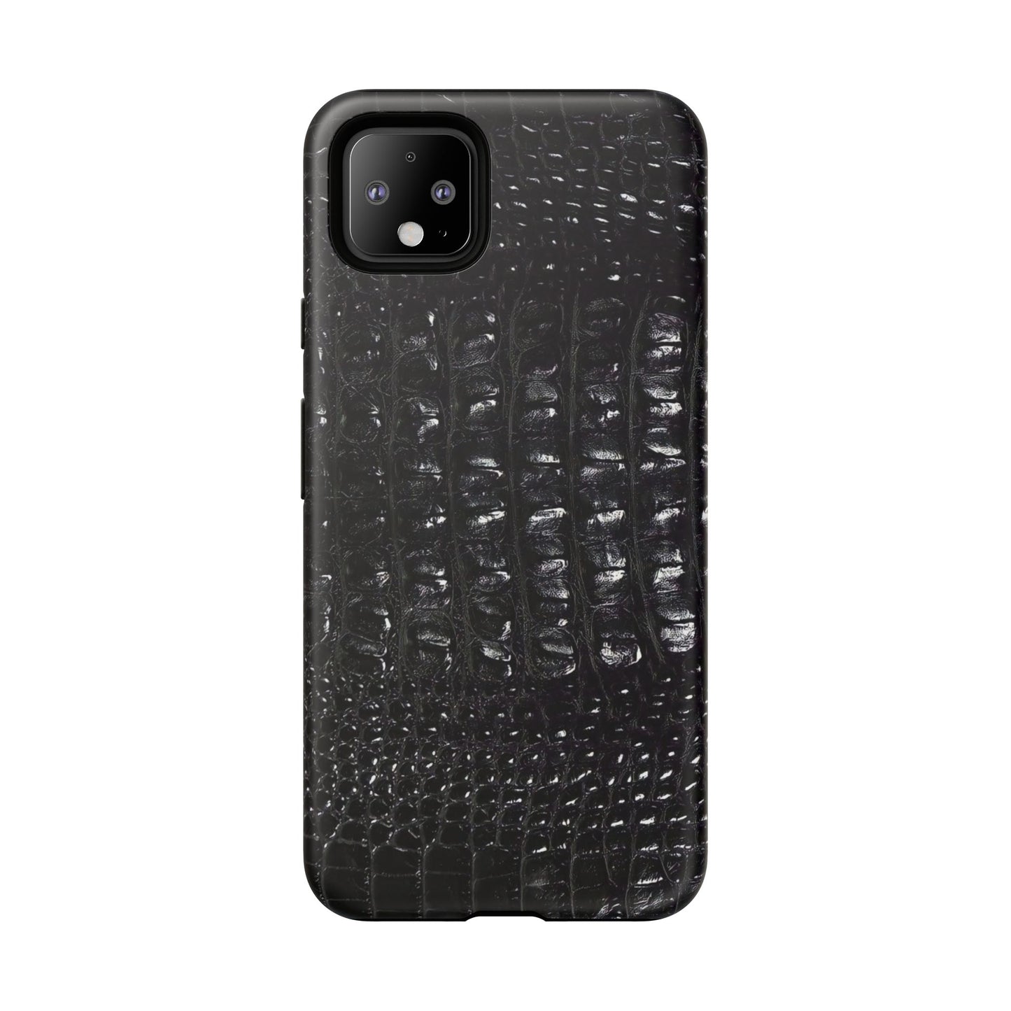 Black Croc Texture Tough Phone Case — Rugged Protective iPhone Cover
