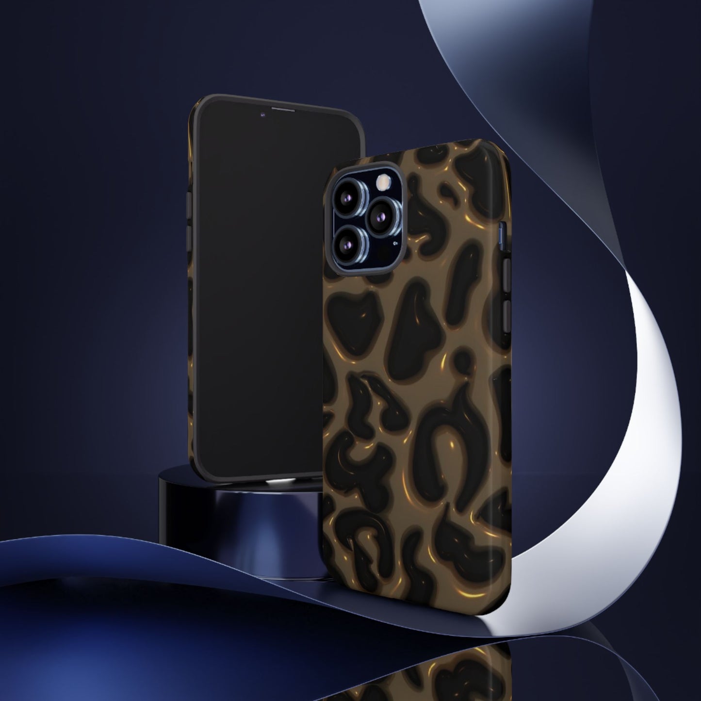 Leopard Gloss Tough Phone Case — Durable Protective iPhone Cover with Glossy Brown Animal Print