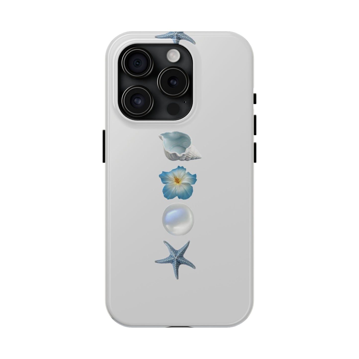 Ocean-Inspired Tough Phone Cases - Coastal Design with Shells and Pearls