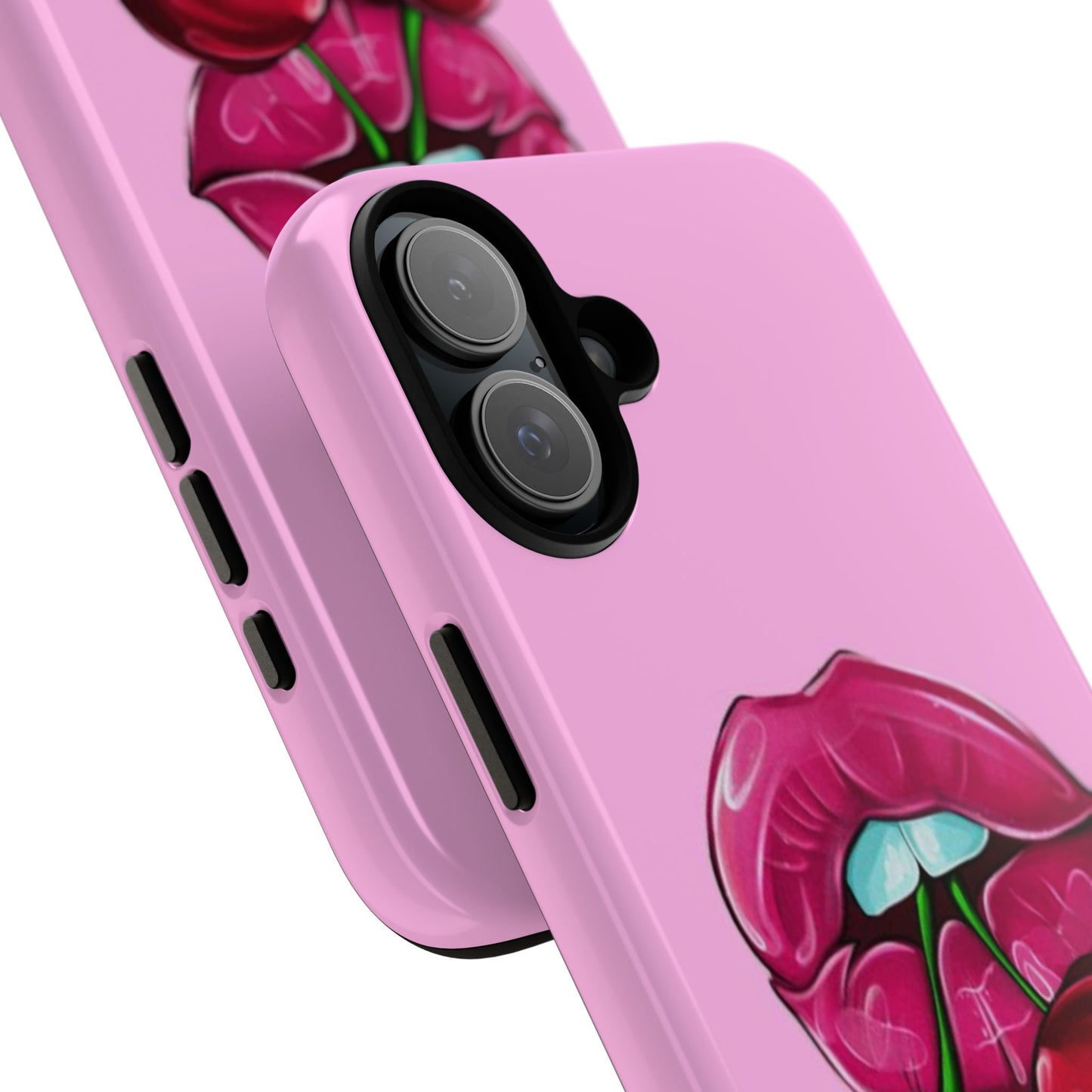 Stylish Phone Case with Cherry Kiss Design, Cute Gift for Her, Trendy Mobile Accessory, Perfect for Birthdays, Valentine's Day, Everyday Use
