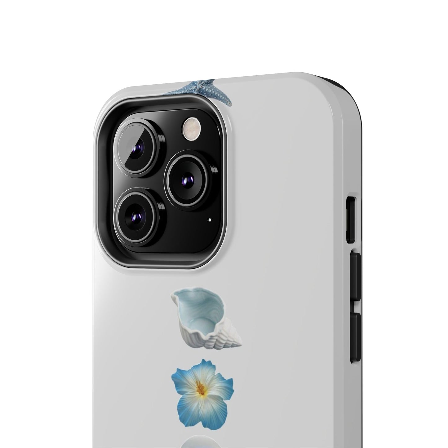 Ocean-Inspired Tough Phone Cases - Coastal Design with Shells and Pearls