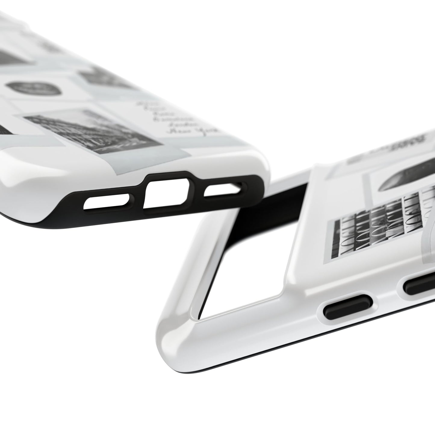 Phone Case — Black & White Polaroid Collage (City, Fashion, Lipstick)