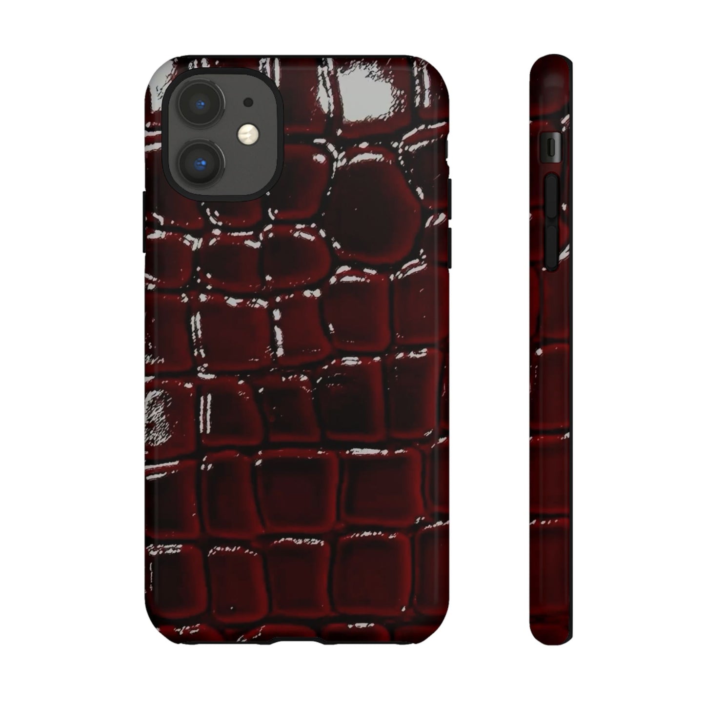 Croc Embossed Burgundy Tough Phone Case