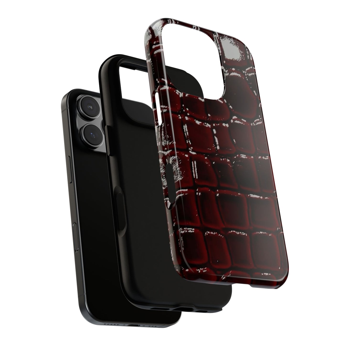 Croc Embossed Burgundy Tough Phone Case