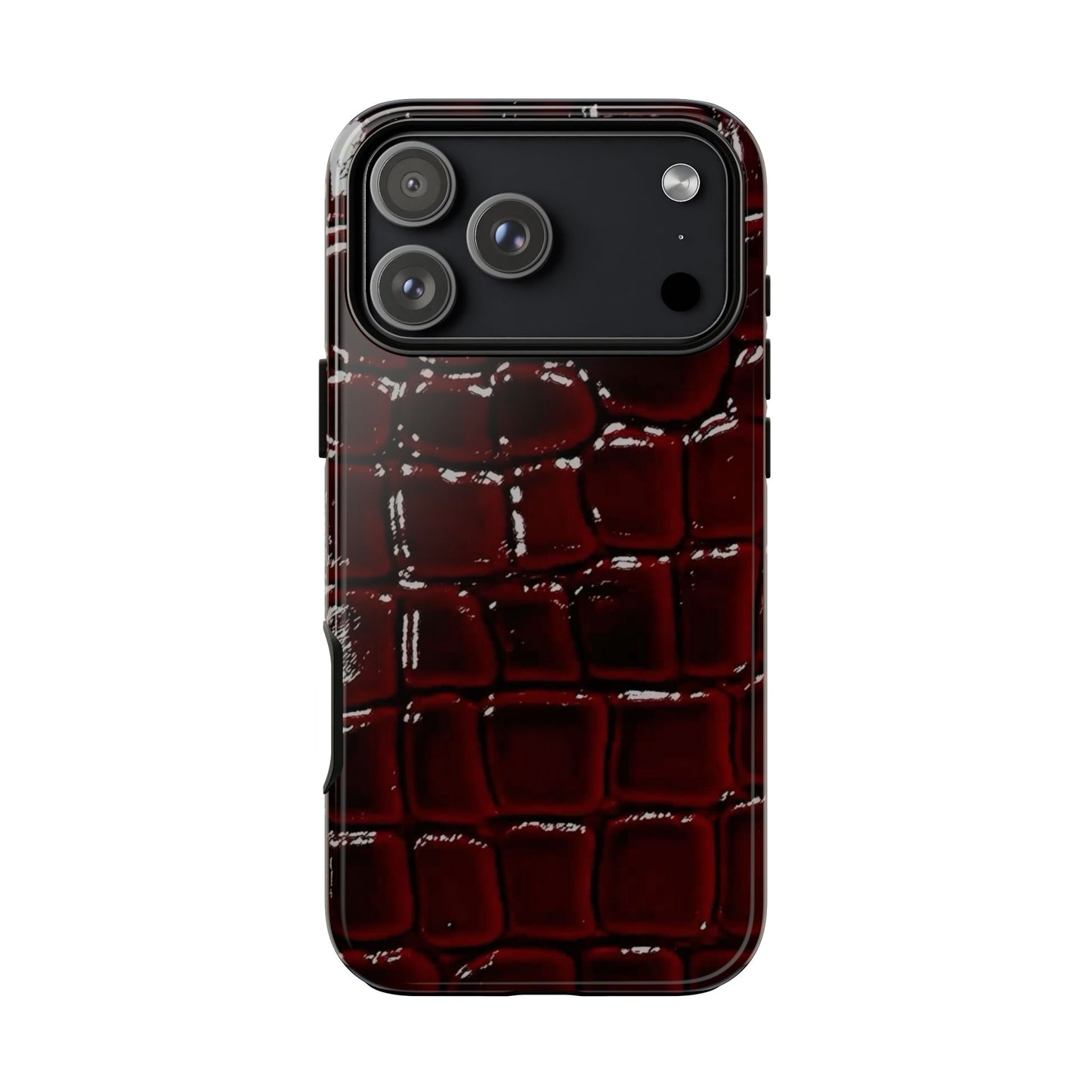 Croc Embossed Burgundy Tough Phone Case