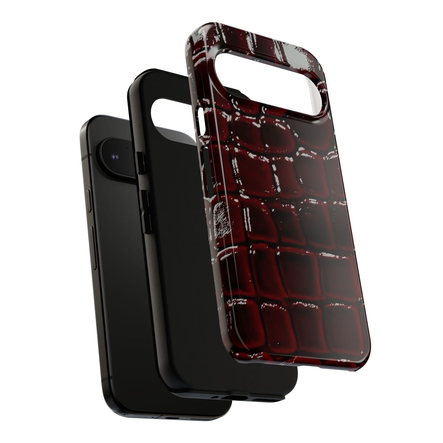 Croc Embossed Burgundy Tough Phone Case