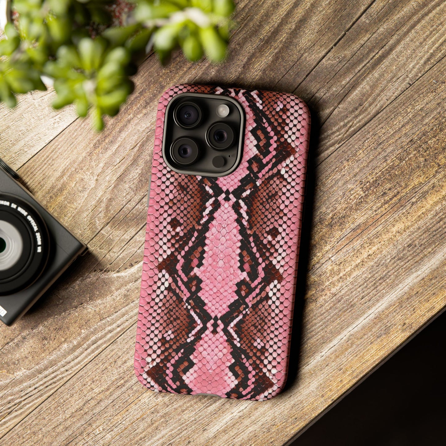 Pink Snake Skin Tough Phone Case — Protective Stylish iPhone Cover