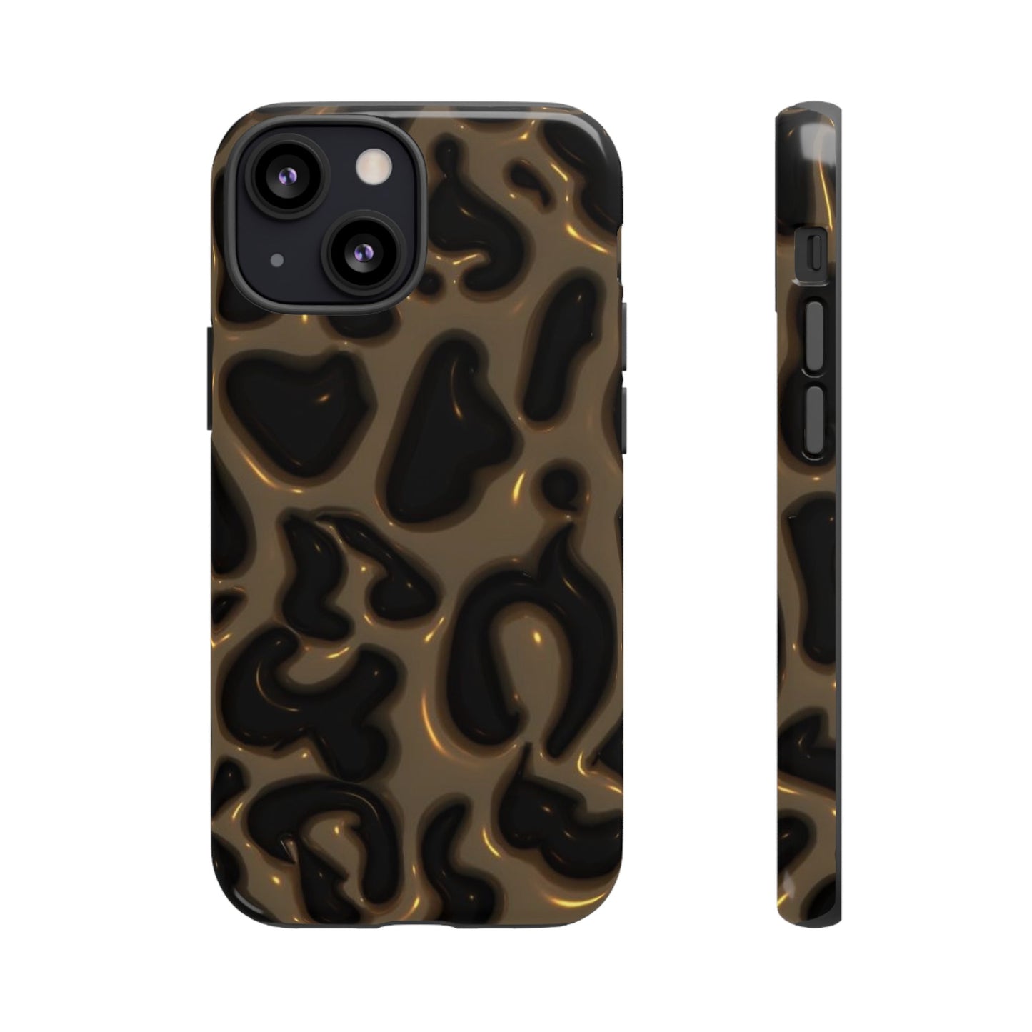 Leopard Gloss Tough Phone Case — Durable Protective iPhone Cover with Glossy Brown Animal Print