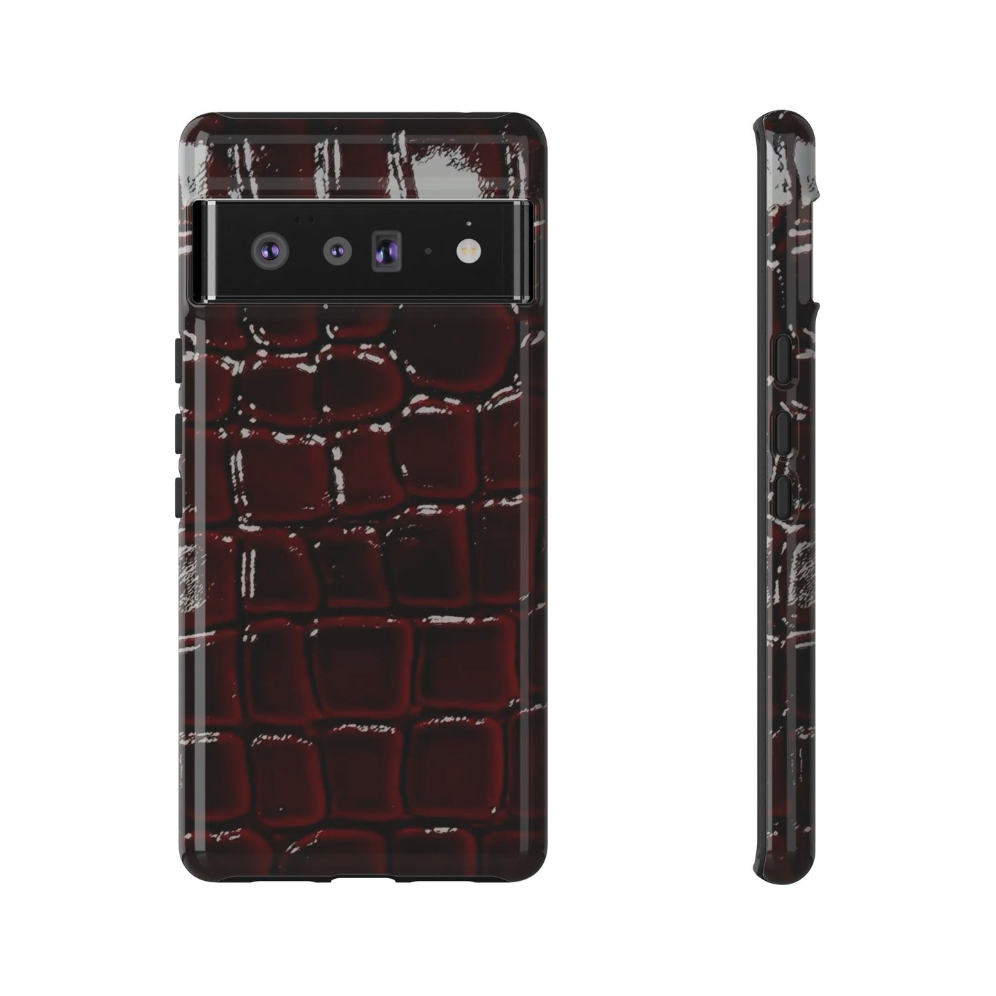 Croc Embossed Burgundy Tough Phone Case