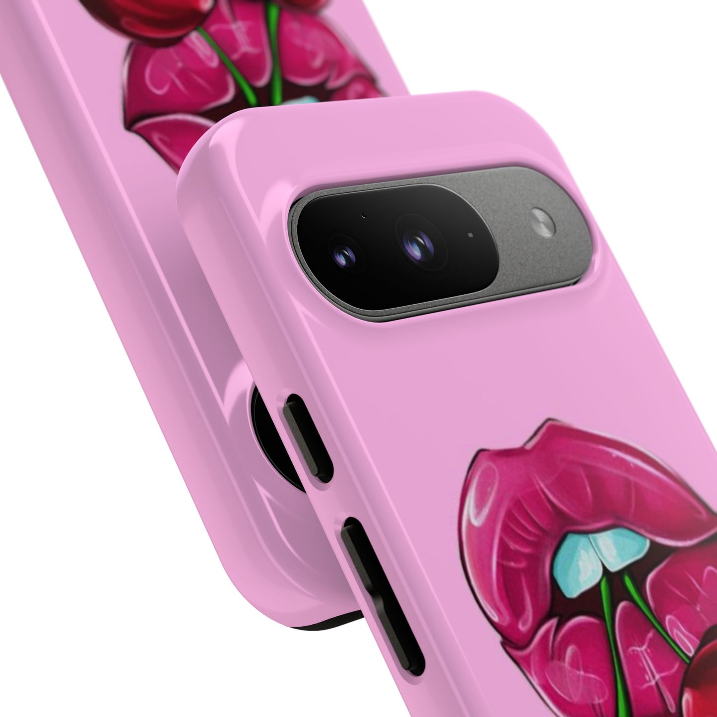 Stylish Phone Case with Cherry Kiss Design, Cute Gift for Her, Trendy Mobile Accessory, Perfect for Birthdays, Valentine's Day, Everyday Use