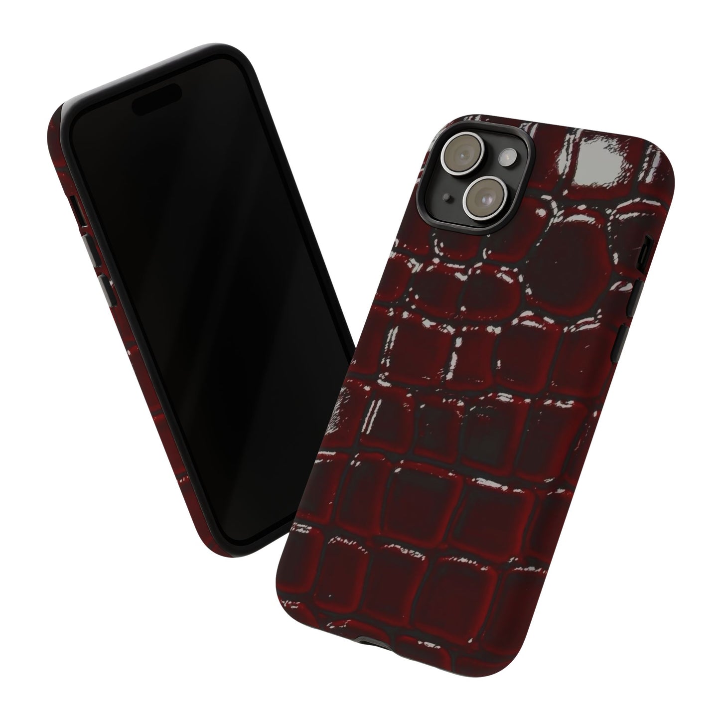 Croc Embossed Burgundy Tough Phone Case