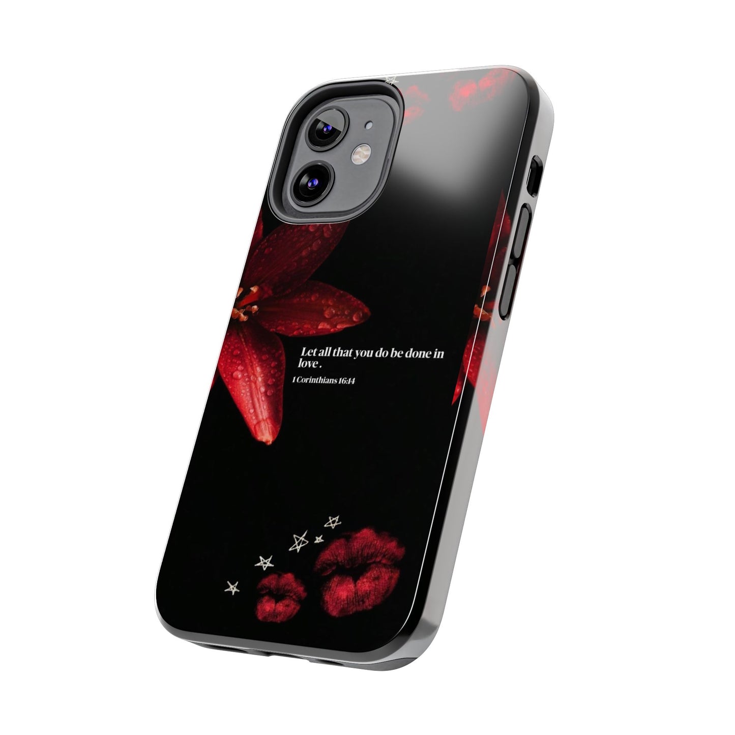 Tough Phone Case with Inspirational Quote and Floral Design