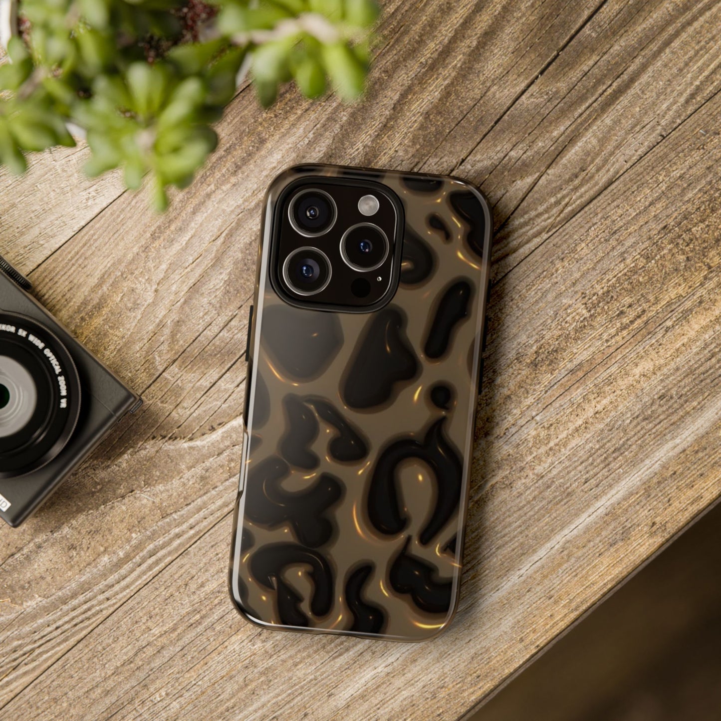 Leopard Gloss Tough Phone Case — Durable Protective iPhone Cover with Glossy Brown Animal Print
