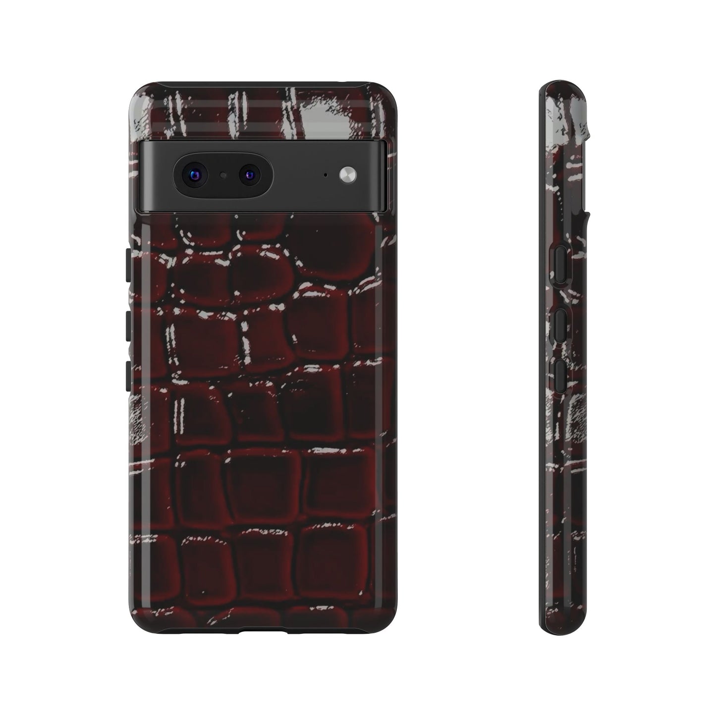Croc Embossed Burgundy Tough Phone Case