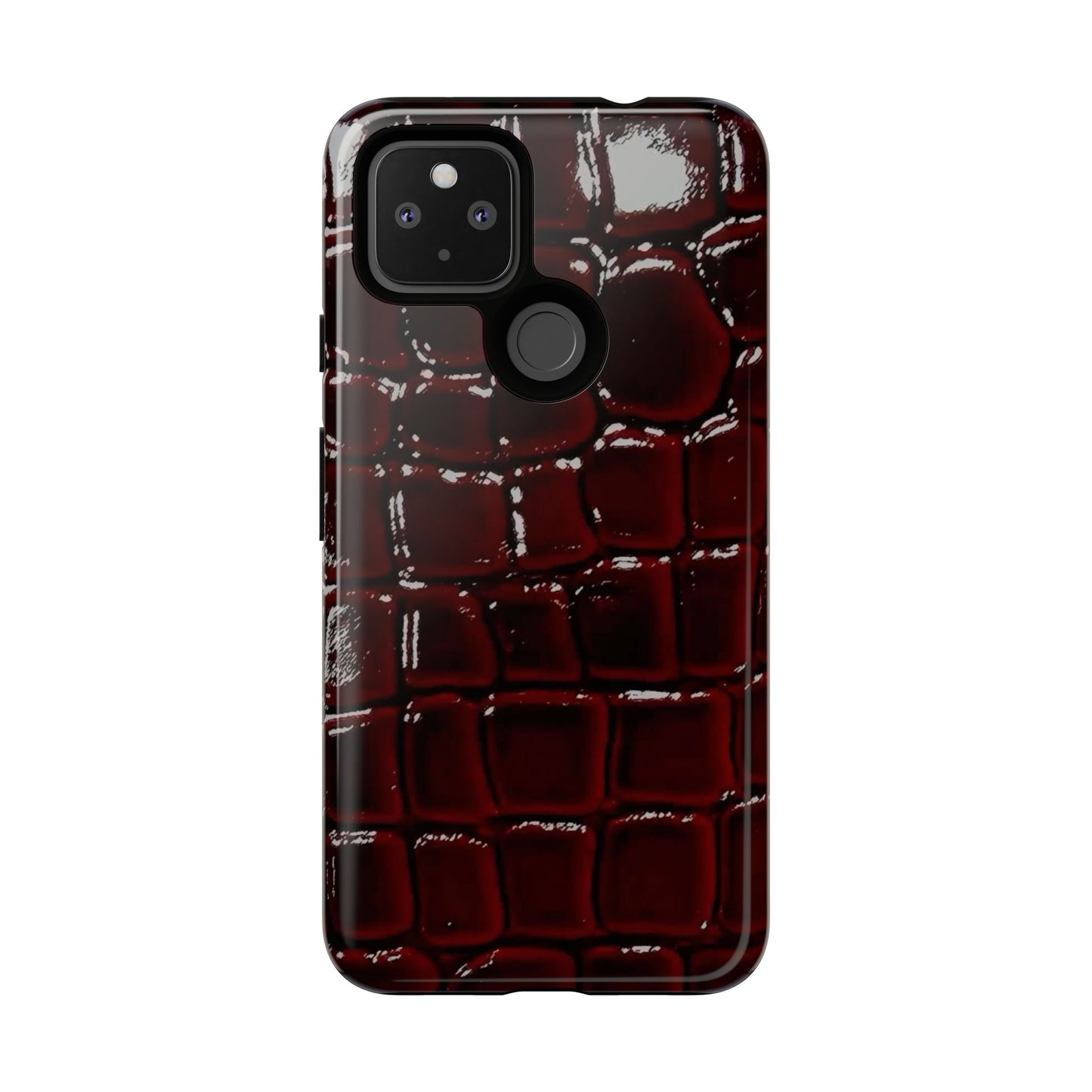 Croc Embossed Burgundy Tough Phone Case