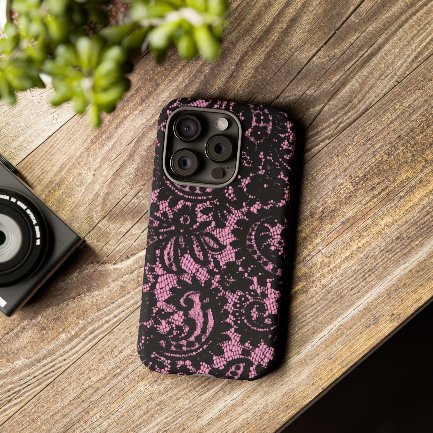 Phone Case — Pink Lace Floral Tough Protective Case