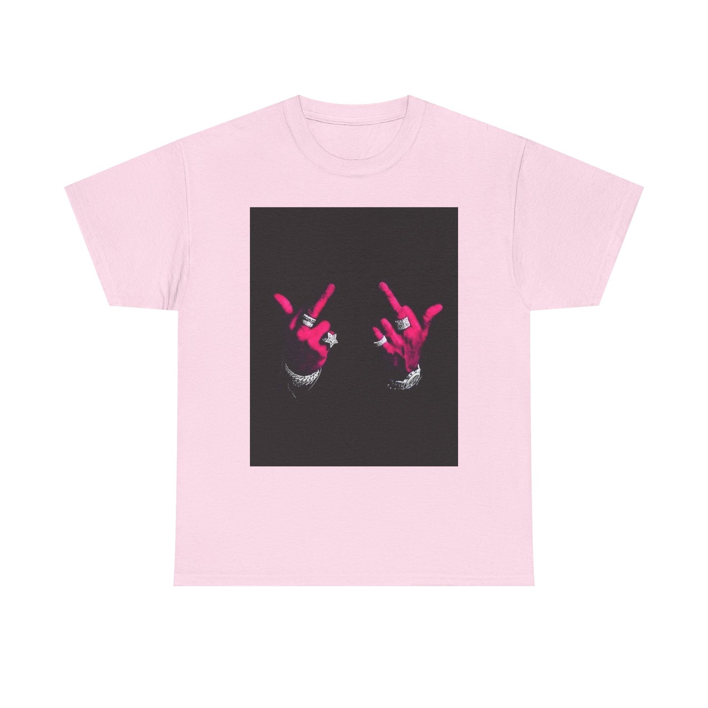 Unisex Heavy Cotton Tee with Bold Hand Gesture Graphic, Casual Wear, Unique Gift, Street Style, Everyday Fashion, Statement Tee