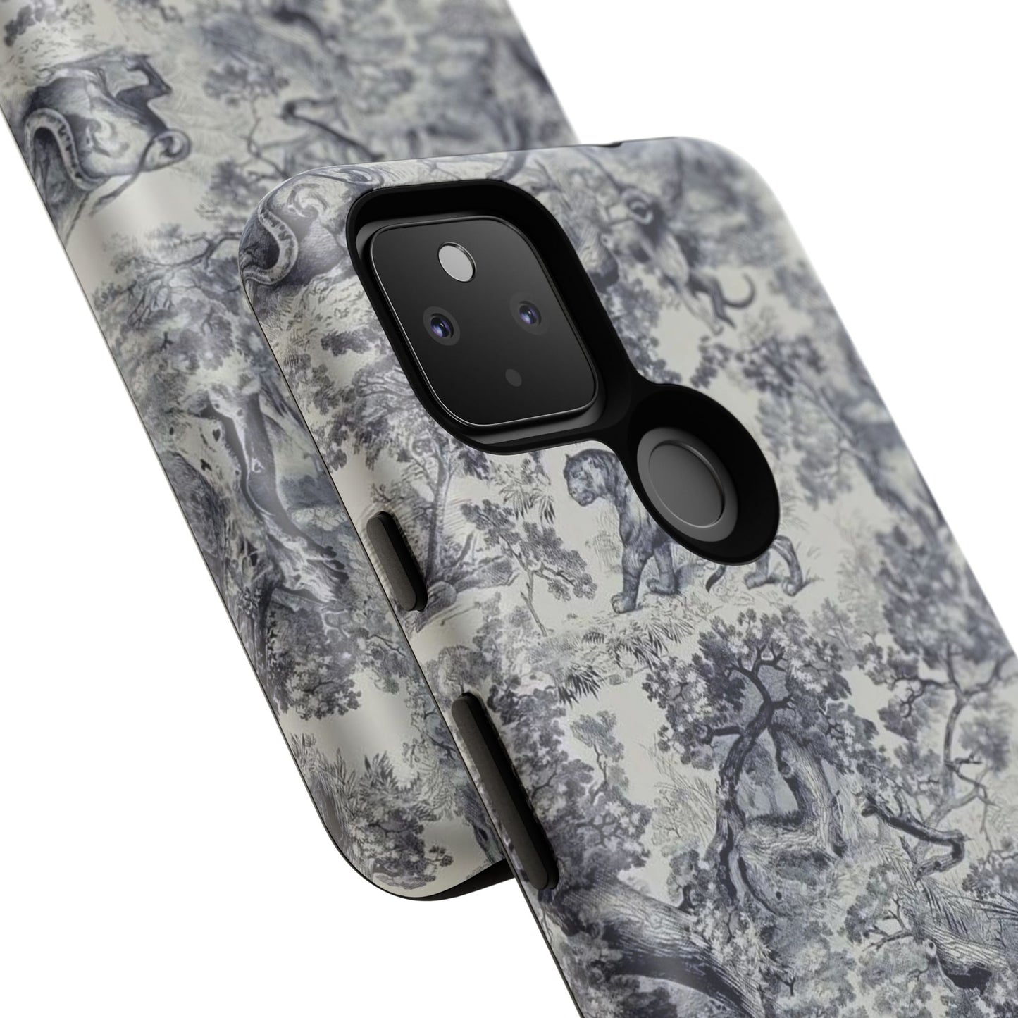 Toile Safari Phone Case — Vintage Tiger & Jungle Pattern Protective Tough Case