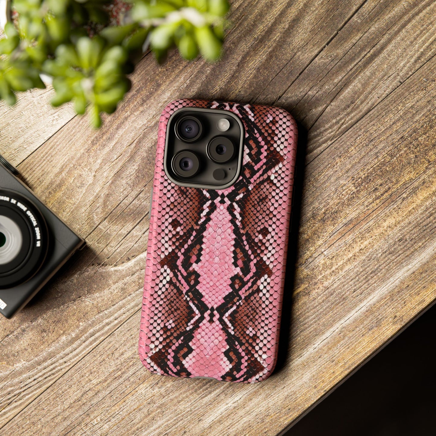 Pink Snake Skin Tough Phone Case — Protective Stylish iPhone Cover