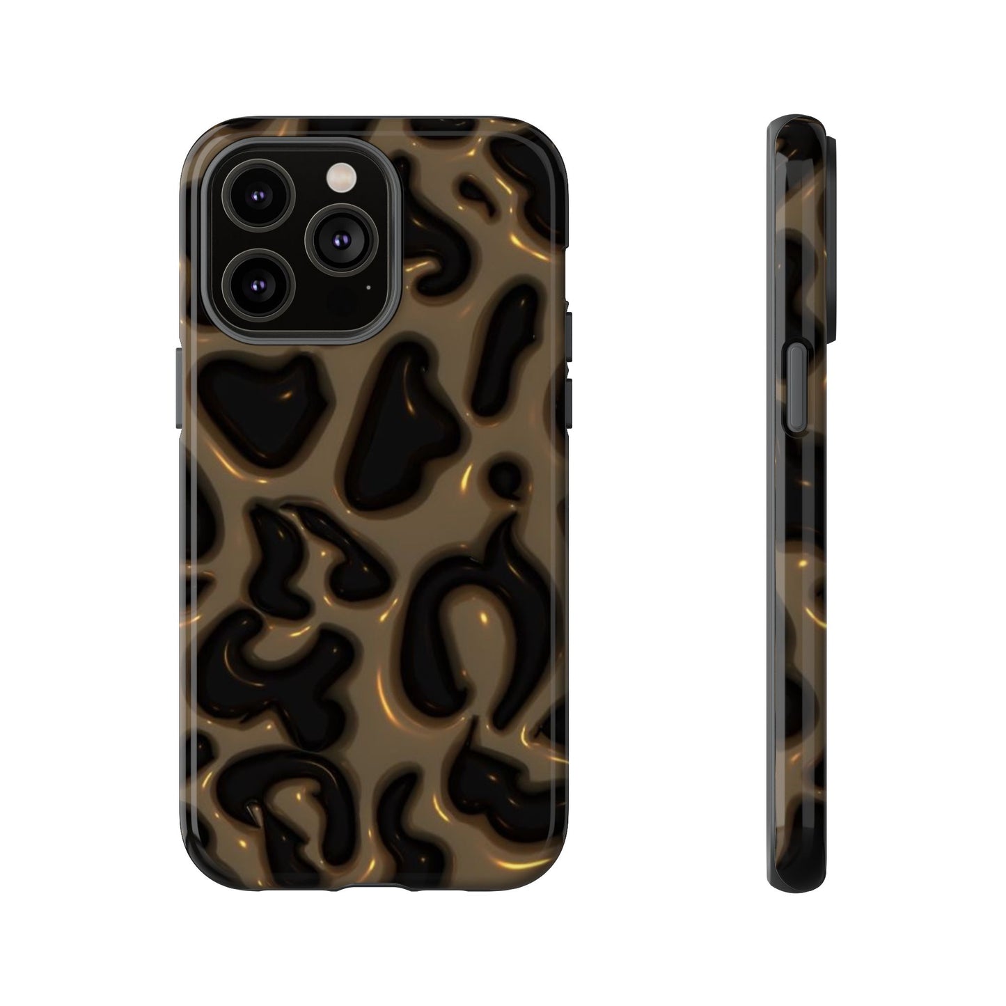 Leopard Gloss Tough Phone Case — Durable Protective iPhone Cover with Glossy Brown Animal Print