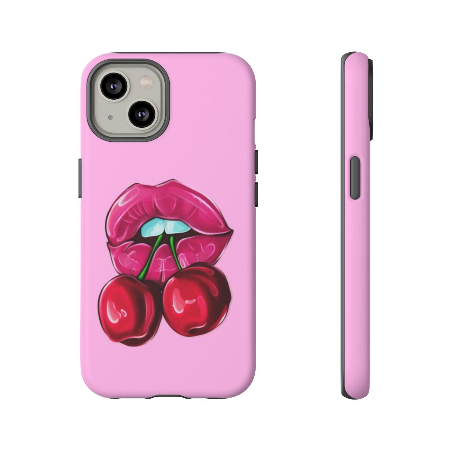 Stylish Phone Case with Cherry Kiss Design, Cute Gift for Her, Trendy Mobile Accessory, Perfect for Birthdays, Valentine's Day, Everyday Use