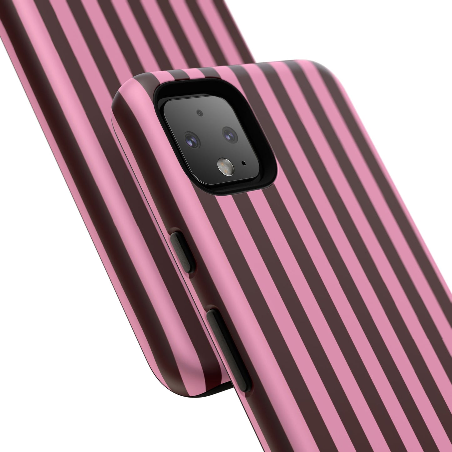 Striped Pink & Burgundy Tough Phone Case — Durable Vertical Stripe Protection