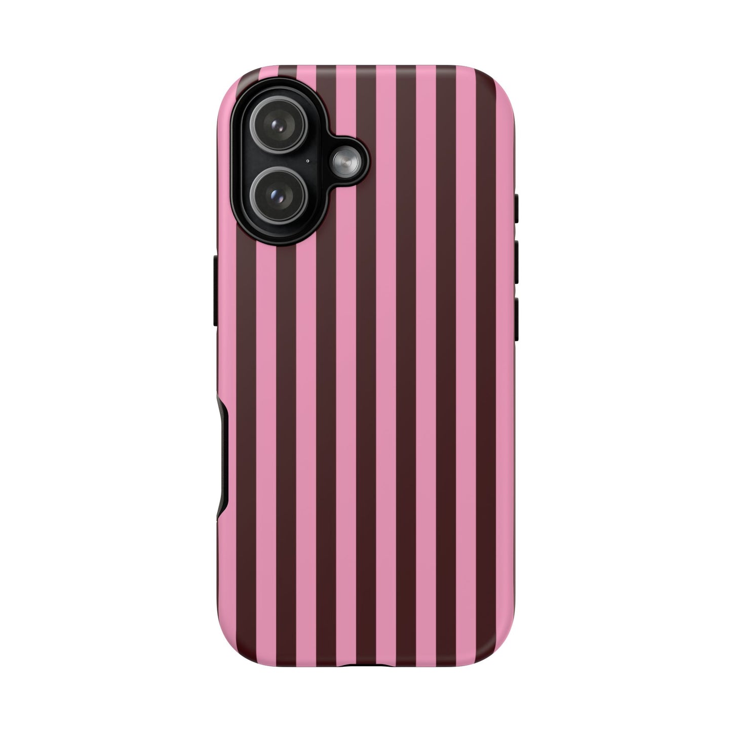 Striped Pink & Burgundy Tough Phone Case — Durable Vertical Stripe Protection