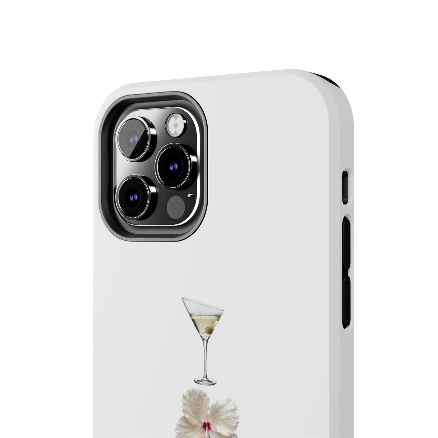Elegant Nature-Inspired Tough Phone Case with Martini, Flower, Butterfly, and Leopard Design