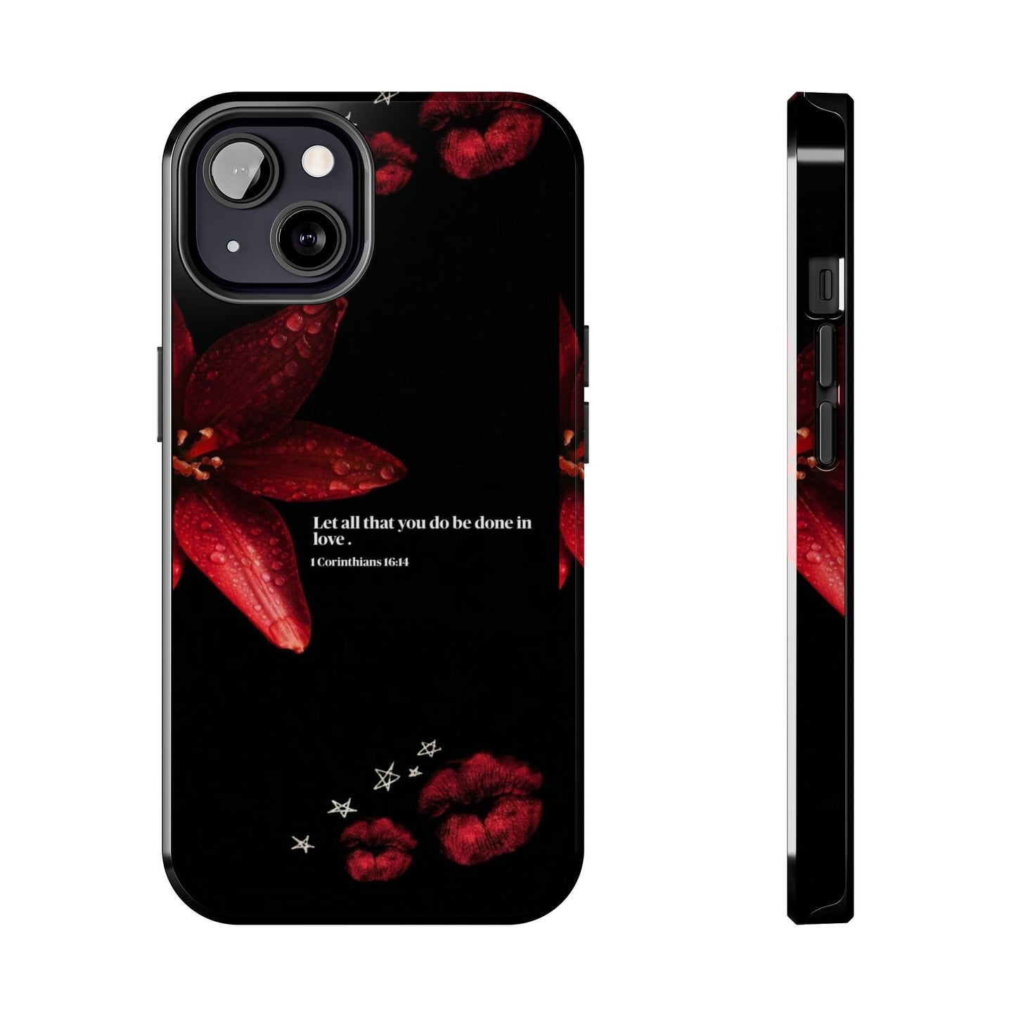 Tough Phone Case with Inspirational Quote and Floral Design