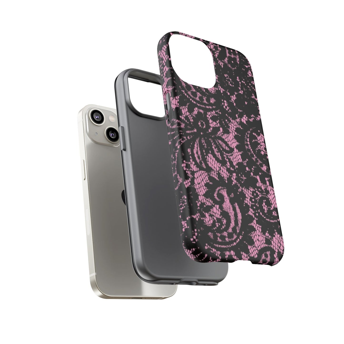 Phone Case — Pink Lace Floral Tough Protective Case