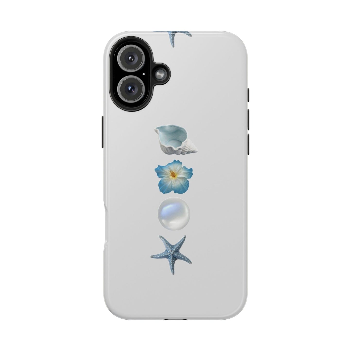 Ocean-Inspired Tough Phone Cases - Coastal Design with Shells and Pearls